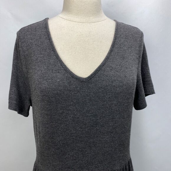 DB Moon Womans Gray Knit Dress Medium Fit N Flare Pockets Boho Peasant Casual - Picture 2 of 12